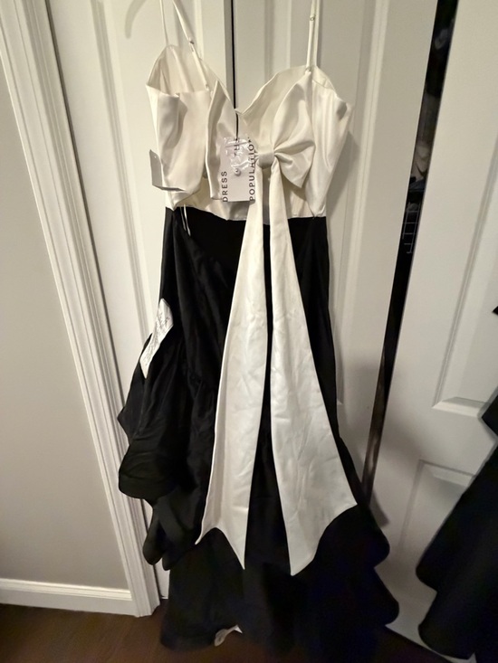 NWT Formal Black and White Satin Skirt - Elegant Two-Tone Evening Skirt